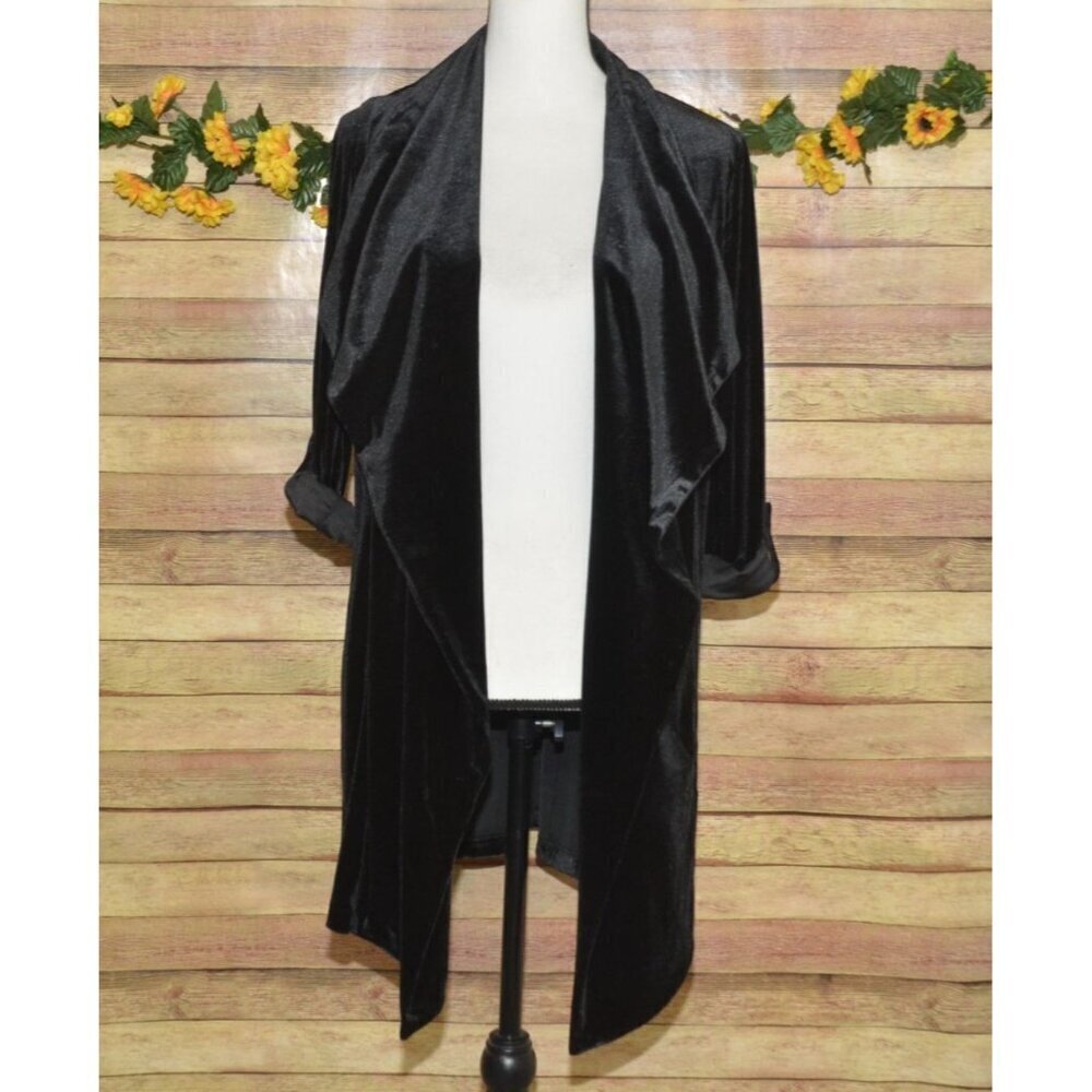 JL Jules & Leopold Jacket Women’s M Black Velvet Evening Wear Mid Length MINT